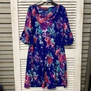Royal Blue Floral Dress size Medium